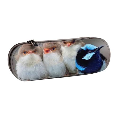 GSGCSBYMLG Federmäppchen aus Leder mit vier Vögeln von GSGCSBYMLG