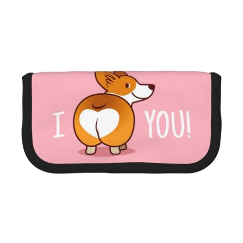 GSGCSBYMLG Federmäppchen aus Segeltuch, Motiv: Welsh Corgi mit Hintern und Herzen, tragbar, Aufbewahrungstasche von GSGCSBYMLG