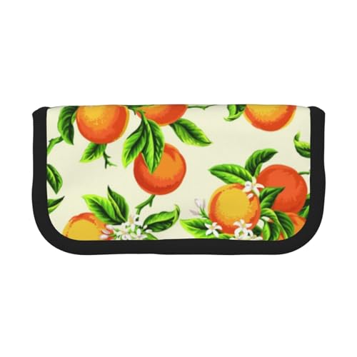 GSGCSBYMLG Federmäppchen aus Segeltuch, Motiv: gelbe Blüten und orangefarbene Früchte, tragbare Schreibwaren-Tasche von GSGCSBYMLG