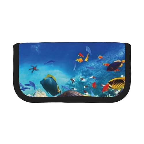 GSGCSBYMLG Federmäppchen aus Segeltuch mit buntem Meeresfisch-Motiv, tragbar, Aufbewahrungstasche von GSGCSBYMLG