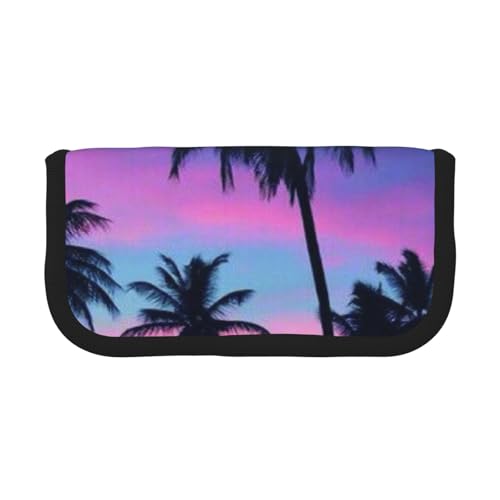 GSGCSBYMLG Federmäppchen aus bedrucktem Segeltuch, Motiv: Palmen, tragbare Schreibwarenetui, Aufbewahrungstasche von GSGCSBYMLG
