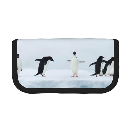GSGCSBYMLG Federmäppchen aus bedrucktem Segeltuch, Motiv: Pinguine auf dem Eisberg, tragbare Schreibwaren-Tasche von GSGCSBYMLG
