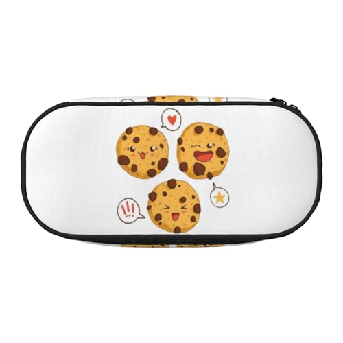 GSGCSBYMLG Federmäppchen mit 3 Schokoladenkeksen mit verschiedenen Ausdrücken, bedrucktes Federmäppchen, tragbares Schreibwarenetui, Schwarz , Einheitsgröße, Münztasche von GSGCSBYMLG