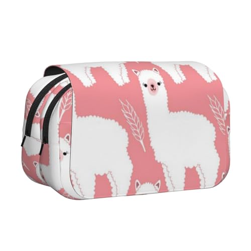 GSGCSBYMLG Federmäppchen mit Alpaka-Lama-Motiv, doppeltes Klappetui, tragbares Schreibwarenetui, Schwarz , Einheitsgröße, Münztasche von GSGCSBYMLG