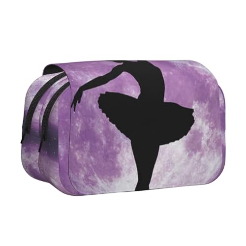 GSGCSBYMLG Federmäppchen mit Ballerina-Motiv, bedruckt, doppelt, tragbar, Schreibwarenetui, Schwarz , Einheitsgröße, Münztasche von GSGCSBYMLG