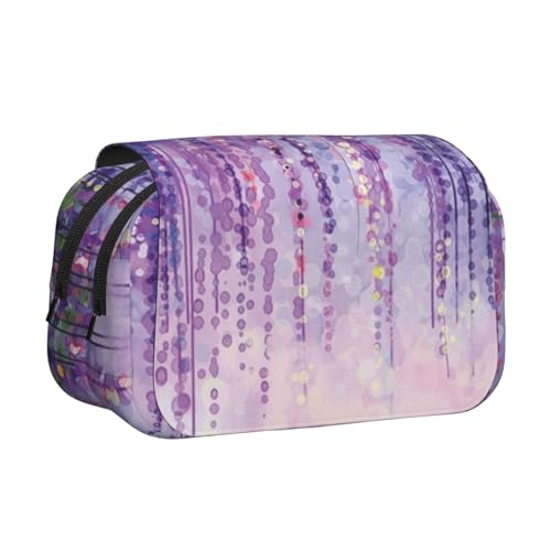 GSGCSBYMLG Federmäppchen mit Blumenmotiv, Efeublüten und Baum, doppeltes Klappetui, tragbares Schreibwarenetui, Schwarz , Einheitsgröße, Münztasche von GSGCSBYMLG