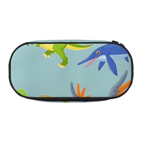 GSGCSBYMLG Federmäppchen mit Cartoon-Dinosaurier-Bildern, bedruckt, tragbares Schreibwarenetui, Schwarz , Einheitsgröße, Münztasche von GSGCSBYMLG