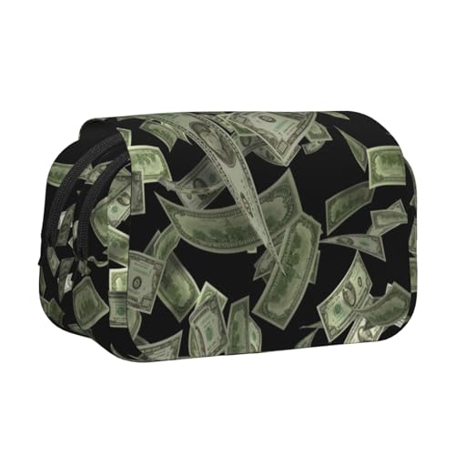GSGCSBYMLG Federmäppchen mit Dollarzeichen-Gelddruck, doppeltes Klappetui, tragbares Schreibwarenetui, Schwarz , Einheitsgröße, Münztasche von GSGCSBYMLG