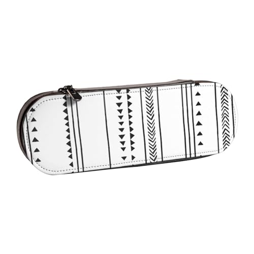 GSGCSBYMLG Federmäppchen mit Dreiecksstreifen, Bohemian-Muster, bedrucktes Leder-Federmäppchen, Schreibwar von GSGCSBYMLG