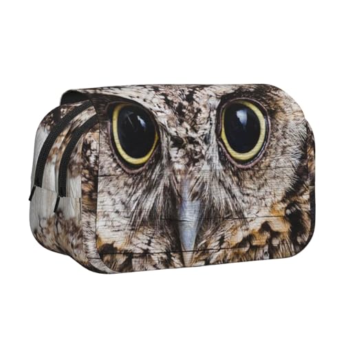 GSGCSBYMLG Federmäppchen mit Eulen-Motiv, bedruckt, doppeltes Klappetui, tragbares Schreibwarenetui, Schwarz , Einheitsgröße, Münztasche von GSGCSBYMLG
