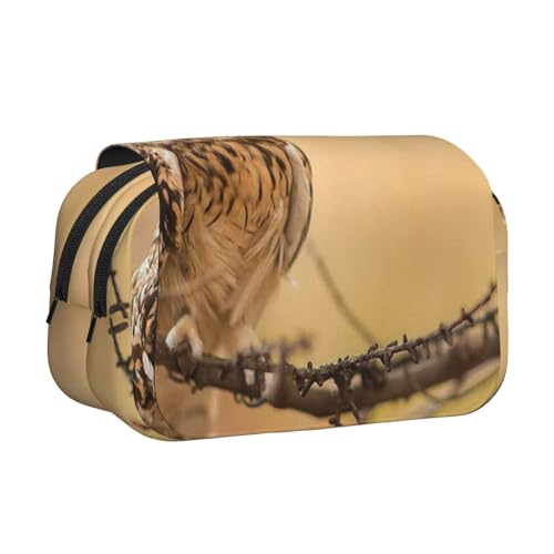 GSGCSBYMLG Federmäppchen mit Eulen-Motiv auf dem Baum, bedruckt, doppeltes Klappetui, tragbares Schreibwarenetui, Schwarz , Einheitsgröße, Münztasche von GSGCSBYMLG