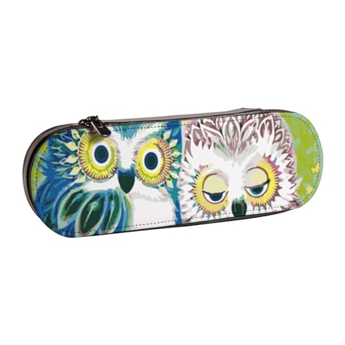 GSGCSBYMLG Federmäppchen mit Eulenmotiv, bedruckt, Leder, Schreibwaren-Tasche von GSGCSBYMLG