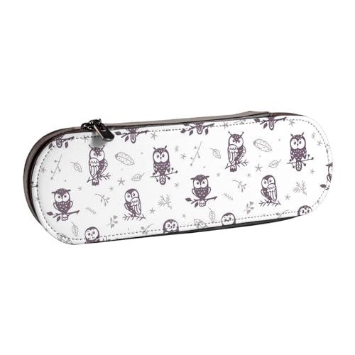 GSGCSBYMLG Federmäppchen mit Eulenmotiv, bedruckt, Leder, Schreibwaren-Tasche von GSGCSBYMLG