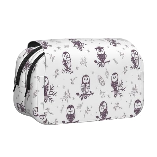 GSGCSBYMLG Federmäppchen mit Eulenmotiv, bedruckt, doppeltes Klappetui, tragbares Schreibwarenetui, Schwarz , Einheitsgröße, Münztasche von GSGCSBYMLG