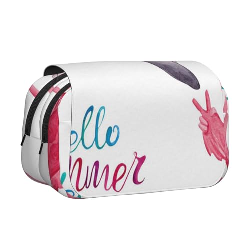 GSGCSBYMLG Federmäppchen mit Flamingo-Motiv, doppeltes Klappetui, tragbares Schreibwarenetui, Schwarz , Einheitsgröße, Münztasche von GSGCSBYMLG