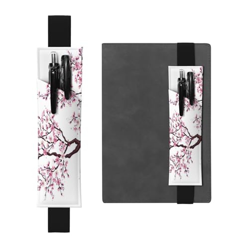 GSGCSBYMLG Federmäppchen mit Kirschblütenbaum-Motiv, bedrucktes Leder, Lesezeichen, Federmäppchen, Schwarz , Einheitsgröße, Münztasche von GSGCSBYMLG