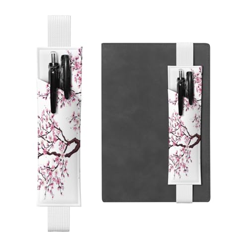 GSGCSBYMLG Federmäppchen mit Kirschblütenbaum-Motiv, bedrucktes Leder, Lesezeichen, Federmäppchen, weiß, Einheitsgröße, Münztasche von GSGCSBYMLG