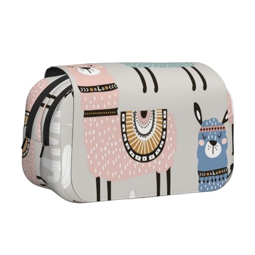 GSGCSBYMLG Federmäppchen mit Lama-Kaktusdruck, doppeltes Klappetui, tragbares Schreibwarenetui, Schwarz , Einheitsgröße, Münztasche von GSGCSBYMLG