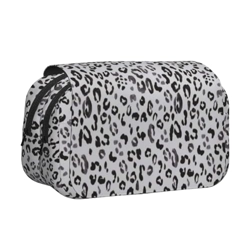 GSGCSBYMLG Federmäppchen mit Leopardenmuster, doppeltes Klappetui, tragbares Schreibwarenetui, Schwarz , Einheitsgröße, Münztasche von GSGCSBYMLG