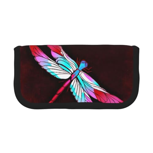 GSGCSBYMLG Federmäppchen mit Libelle auf rotem Hintergrund, bedrucktes Leinen-Federmäppchen, tragbare Schreibwaren-Etui, Aufbewahrungstasche GSGCSBYMLG Federmäppchen mit Libelle auf rotem Hintergrund, bedrucktes Leinen-Federmäppchen, tragbare Schreibwaren-Etui, Aufbewahrungstasche von GSGCSBYMLG