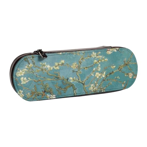 GSGCSBYMLG Federmäppchen mit Mandelblüten-Motiv, bedrucktes Leder-Federmäppchen von GSGCSBYMLG