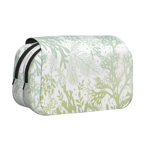 GSGCSBYMLG Federmäppchen mit Meeresalgen-Druck, doppeltes Klappetui, tragbares Schreibwarenetui, Grün, Schwarz , Einheitsgröße, Münztasche von GSGCSBYMLG