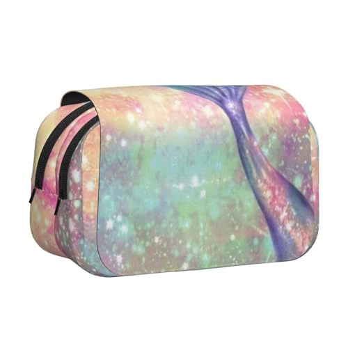 GSGCSBYMLG Federmäppchen mit Meerjungfrauenschwanz, doppeltes Klappetui, tragbares Schreibwarenetui, Schwarz , Einheitsgröße, Münztasche von GSGCSBYMLG