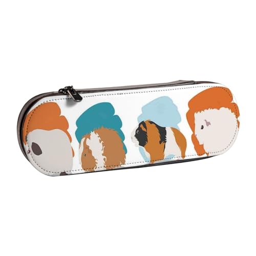 GSGCSBYMLG Federmäppchen mit Meerschweinchen-Illustration, bedrucktes Leder-Federmäppchen, Schreibwarentasche von GSGCSBYMLG