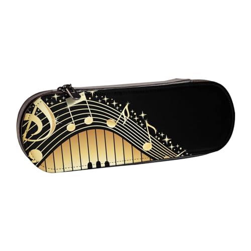 GSGCSBYMLG Federmäppchen mit Musiknoten-Motiv, bedrucktes Leder-Federmäppchen, Schreibwarentasche von GSGCSBYMLG
