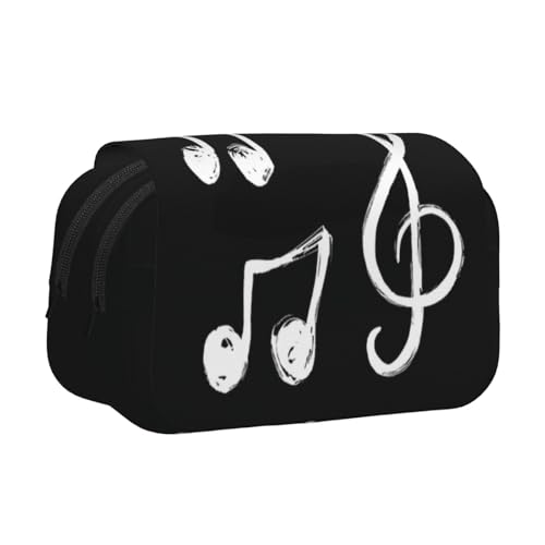 GSGCSBYMLG Federmäppchen mit Musiknoten bedruckt, doppeltes Klappetui, tragbares Schreibwarenetui, Schwarz , Einheitsgröße, Münztasche von GSGCSBYMLG