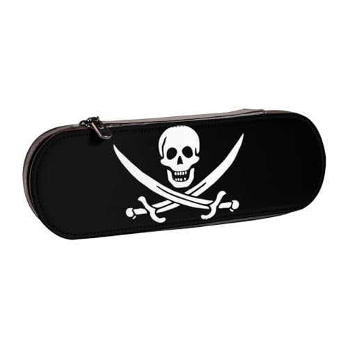 GSGCSBYMLG Federmäppchen mit Piratenflagge, bedrucktes Leder-Federmäppchen, Schreibwarent von GSGCSBYMLG