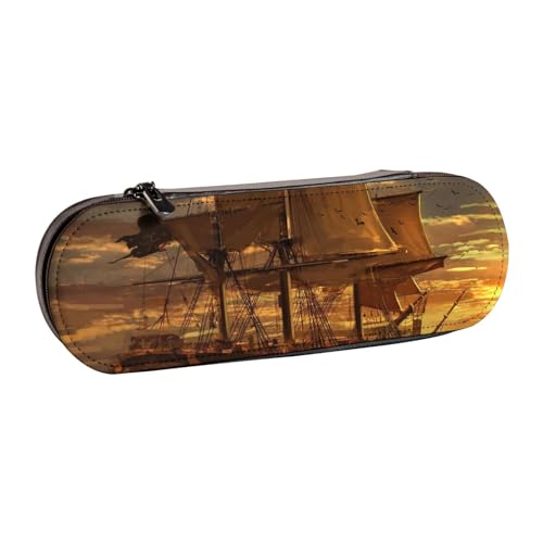 GSGCSBYMLG Federmäppchen mit Piratenschiff-Motiv, bedrucktes Leder-Federmäppchen, Schreibwaren-Tasche GSGCSBYMLG Federmäppchen mit Piratenschiff-Motiv, bedrucktes Leder-Federmäppchen, Schreibwaren-Tasche von GSGCSBYMLG