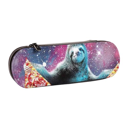 GSGCSBYMLG Federmäppchen mit Pizza-Faultier-Motiv, bedrucktes Leder-Federmäppchen, von GSGCSBYMLG