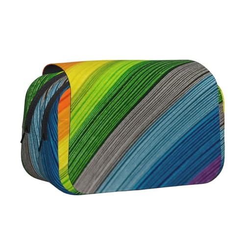 GSGCSBYMLG Federmäppchen mit Regenbogenfarben-Streifen, doppeltes Klappetui, tragbares Schreibwarenetui, Schwarz , Einheitsgröße, Münztasche GSGCSBYMLG Federmäppchen mit Regenbogenfarben-Streifen, doppeltes Klappetui, tragbares Schreibwarenetui, Schwarz , Einheitsgröße, Münztasche von GSGCSBYMLG