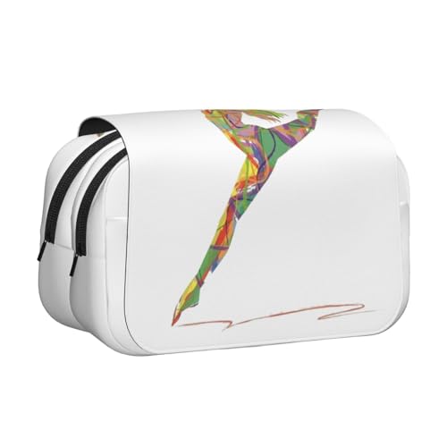 GSGCSBYMLG Federmäppchen mit Tänzermotiv, doppeltes Klappetui, tragbares Schreibwarenetui, Schwarz , Einheitsgröße, Münztasche von GSGCSBYMLG