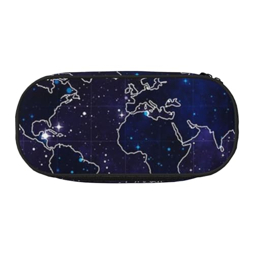 GSGCSBYMLG Federmäppchen mit Weltkarten-Motiv, tragbar, Schreibwarenetui, Schwarz , Einheitsgröße, Münztasche von GSGCSBYMLG