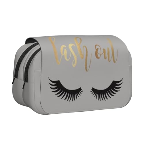 GSGCSBYMLG Federmäppchen mit Wimperndruck, doppeltes Klappetui, tragbares Schreibwarenetui, Schwarz , Einheitsgröße, Münztasche von GSGCSBYMLG