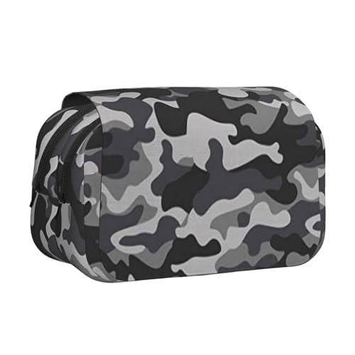 GSGCSBYMLG Federmäppchen mit abstraktem Camouflage-Druck, doppeltes Klappetui, tragbares Schreibwarenetui, Schwarz , Einheitsgröße, Münztasche von GSGCSBYMLG