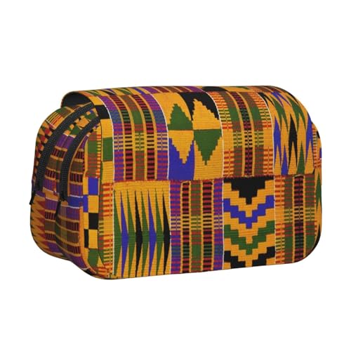 GSGCSBYMLG Federmäppchen mit afrikanischem Ethno-Muster, doppeltes Klappetui, tragbares Schreibwarenetui, Schwarz , Einheitsgröße, Münztasche von GSGCSBYMLG