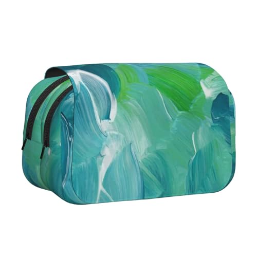 GSGCSBYMLG Federmäppchen mit blauer Ölfarbe, bedruckt, doppeltes Klappetui, tragbares Schreibwarenetui, Schwarz , Einheitsgröße, Münztasche von GSGCSBYMLG