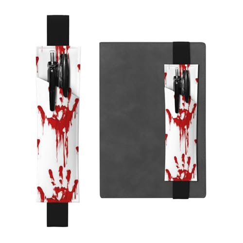 GSGCSBYMLG Federmäppchen mit blutigen Handabdrücken, bedrucktes Leder, Stifthalter, Lesezeichen, Federmäppchen, Schwarz , Einheitsgröße, Münztasche von GSGCSBYMLG