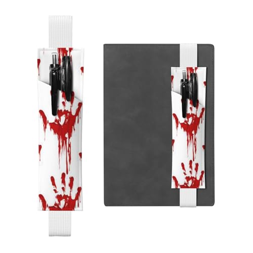 GSGCSBYMLG Federmäppchen mit blutigen Handabdrücken, bedrucktes Leder, Stifthalter, Lesezeichen, Federmäppchen, weiß, Einheitsgröße, Münztasche von GSGCSBYMLG