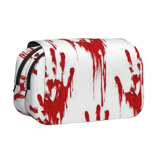 GSGCSBYMLG Federmäppchen mit blutigen Handabdrücken, doppeltes Klappetui, tragbares Schreibwarenetui, Schwarz , Einheitsgröße, Münztasche von GSGCSBYMLG