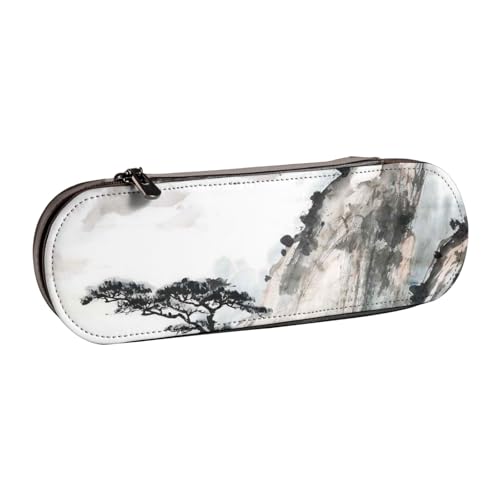 GSGCSBYMLG Federmäppchen mit chinesischer Landschaftsmalerei, bedrucktes Leder-Federmäppchen, Schreib von GSGCSBYMLG