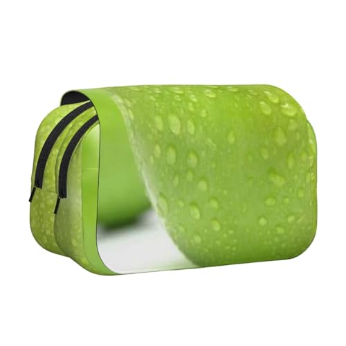 GSGCSBYMLG Federmäppchen mit doppeltem Klappetui, tragbar, Cyan-Frucht-Motiv, Schwarz , Einheitsgröße, Münztasche von GSGCSBYMLG