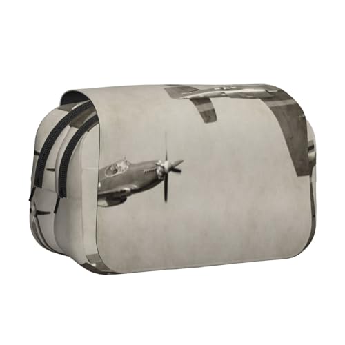 GSGCSBYMLG Federmäppchen mit doppeltem Klappetui aus dem 2. Weltkrieg, Flugzeug-Design, tragbares Schreibwarenetui, Schwarz , Einheitsgröße, Münztasche von GSGCSBYMLG