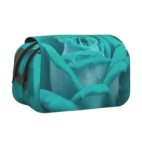 GSGCSBYMLG Federmäppchen mit hübschem Rosenmuster, doppeltes Klappetui, tragbares Schreibwarenetui, Schwarz , Einheitsgröße, Münztasche von GSGCSBYMLG