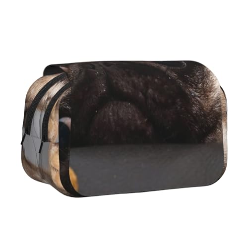 GSGCSBYMLG Federmäppchen mit niedlichem Mops-Motiv, doppeltes Klappetui, tragbares Schreibwarenetui, Schwarz , Einheitsgröße, Münztasche von GSGCSBYMLG