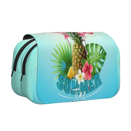 GSGCSBYMLG Federmäppchen mit tropischem Flamingo-Druck, doppeltes Klappetui, tragbares Schreibwarenetui, Schwarz , Einheitsgröße, Münztasche von GSGCSBYMLG