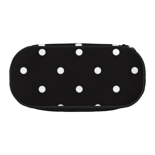 GSGCSBYMLG Federmäppchen mit weißem Punktemuster, tragbares Schreibwarenetui, Schwarz , Einheitsgröße, Münztasche von GSGCSBYMLG